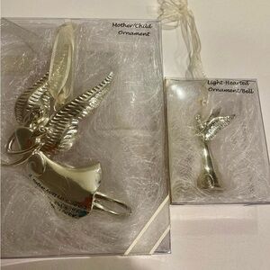 2 Unopened Serenity Silver Angel Ornaments Set